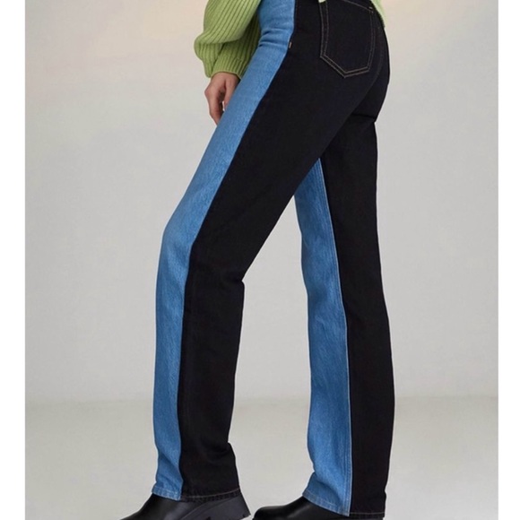 Pacsun Women's 26 Eco Black & Blue Two Tone High Waist Boyfriend Jeans - Picture 2 of 12